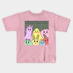 Cute Colorful Monsters Kids T-Shirt